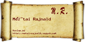 Mátai Rajnald névjegykártya